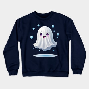 Cute ghost floating. Halloween ghost cartoon Crewneck Sweatshirt